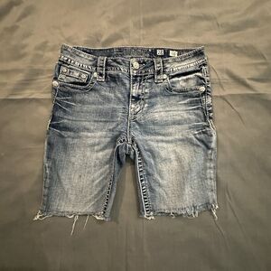 Miss Me Chloe Bootcut Jeans Womens 28 Embellished Rhinestone Horseshoe Jorts Y2K